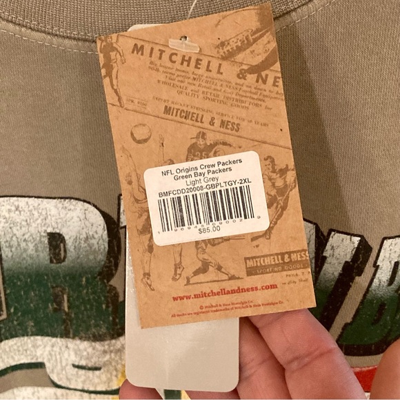 Mitchell & Ness Green Bay Packers Throwback NFL Crewneck Sweatshirt Size XXL New - Picture 5 of 7